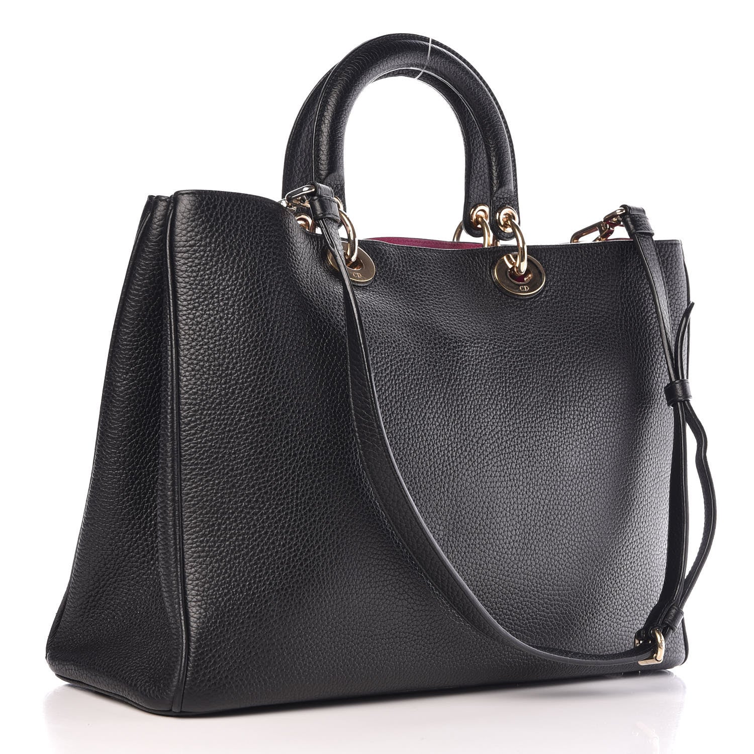 Christian Dior Bullcalf Large Diorissimo Tote Black Rose Indien 5 of 12