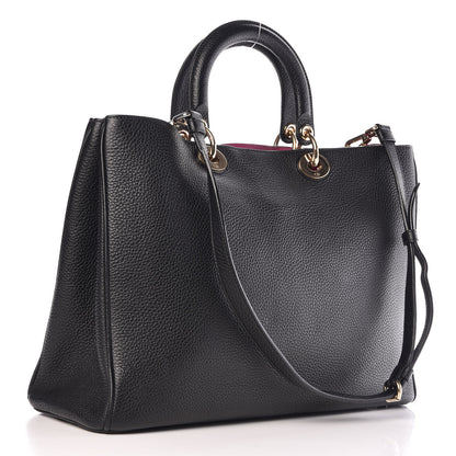Christian Dior Bullcalf Large Diorissimo Tote Black Rose Indien 5 of 12