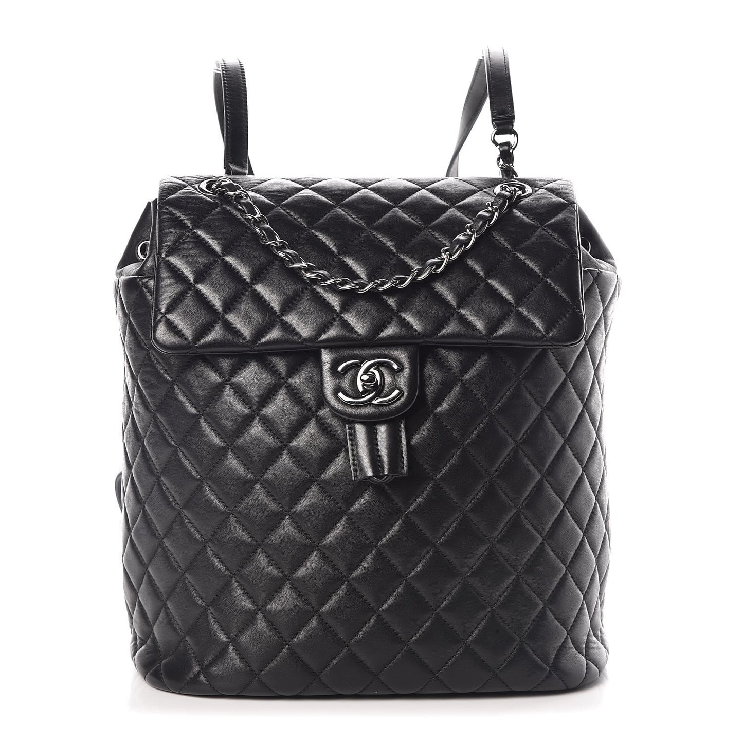 Calfskin Quilted Large Urban Spirit Backpack Black