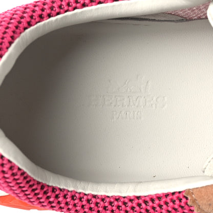 Hermes Air Mesh Suede Goatskin Bouncing Sneakers 38.5 Rose Multicolor 6 of 9