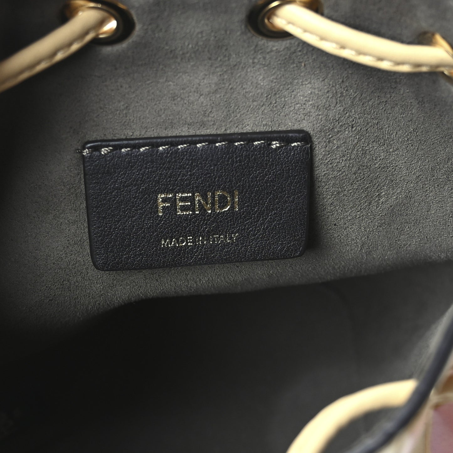 Vitello Liberty F is Fendi Bi-Color FF 1974 Embossed Mini Mon Tresor Bucket Bag Savana Lollypop