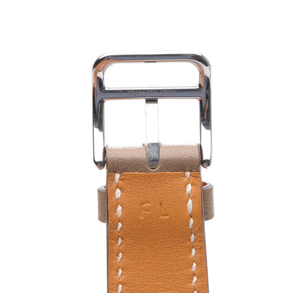 Hermes Stainless Steel Swift 33mm Cape Cod Tonneau Double Tour Quartz Watch Etoupe 8 of 11