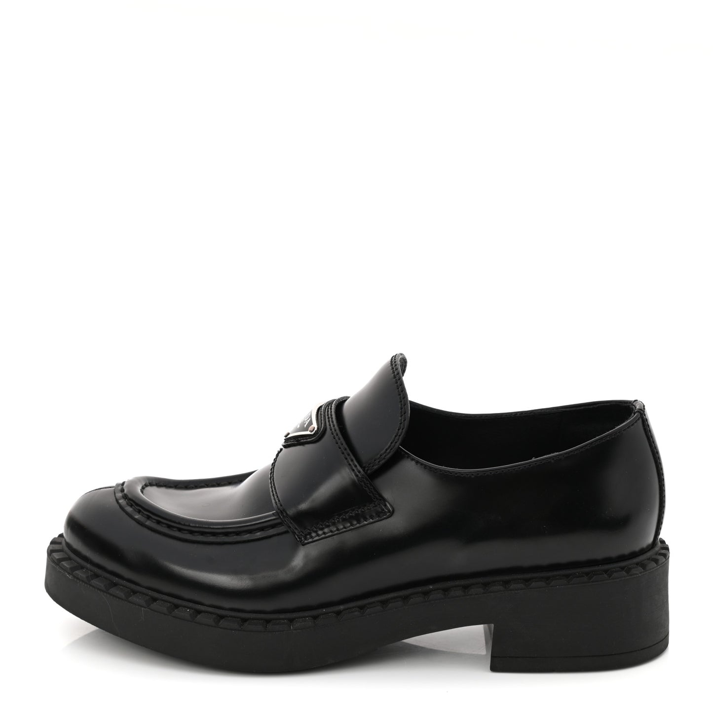 Spazzolato Metal Triangle Logo 50mm Loafers 37.5 Black