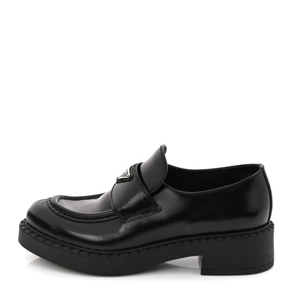 Prada Spazzolato Metal Triangle Logo 50mm Loafers 37.5 Black 1 of 9