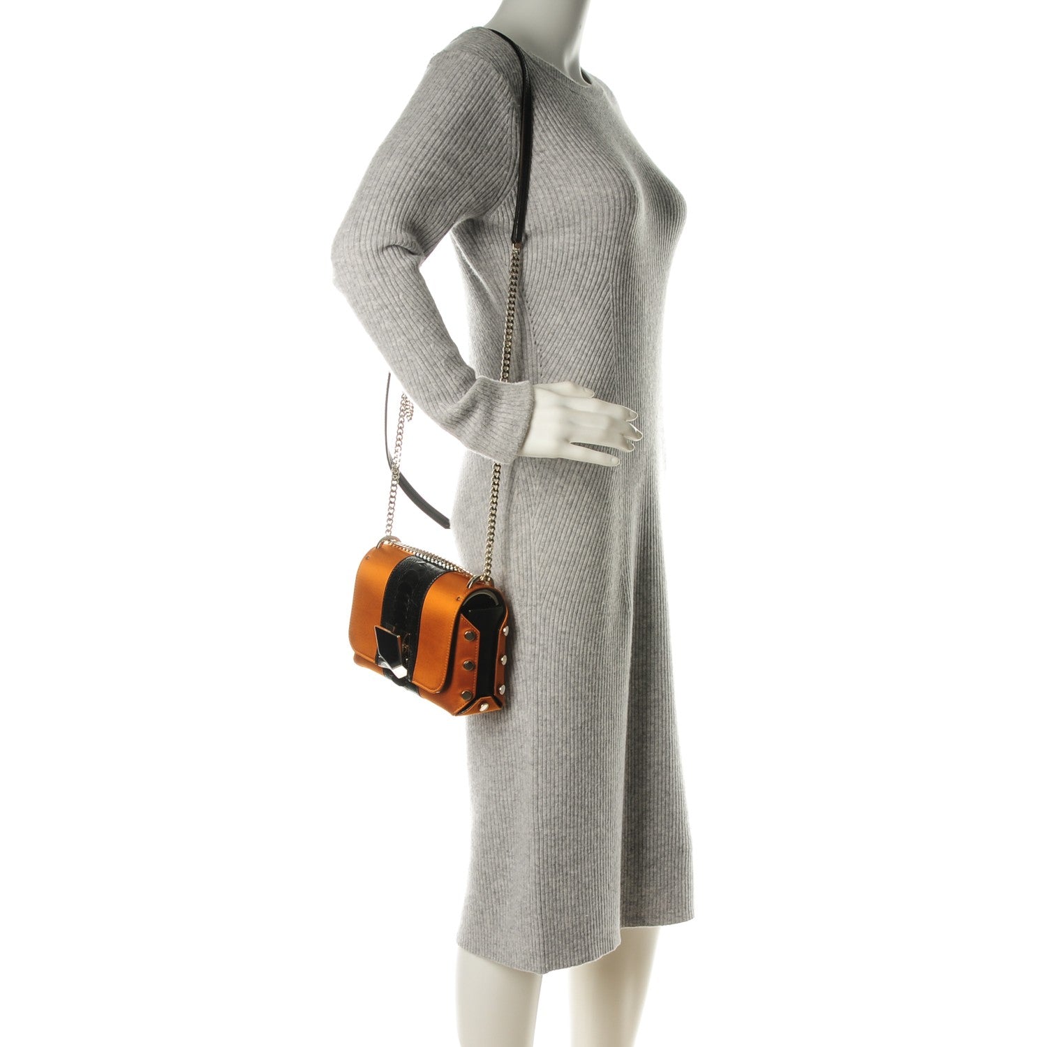 Jimmy Choo Satin Ostrich Lockett Petite Shoulder Bag Orange 2 of 6