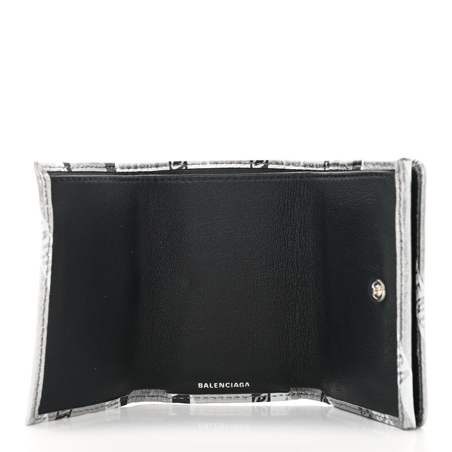 Balenciaga Metallic Calfskin Losange Monogram Mini Everyday Wallet Silver Black White 5 of 8