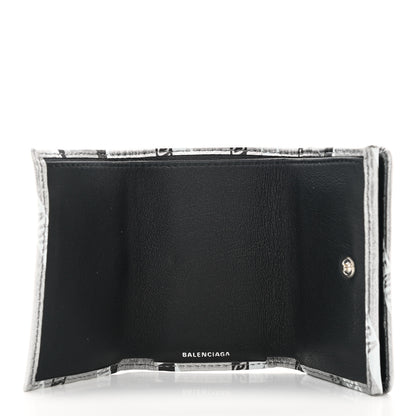 Balenciaga Metallic Calfskin Losange Monogram Mini Everyday Wallet Silver Black White 5 of 8