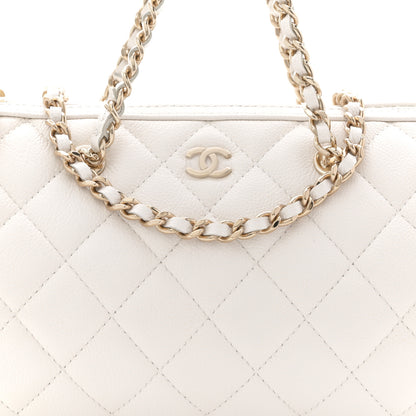 Chanel Caviar Quilted Barrel Clutch With Chain White 7 of 10