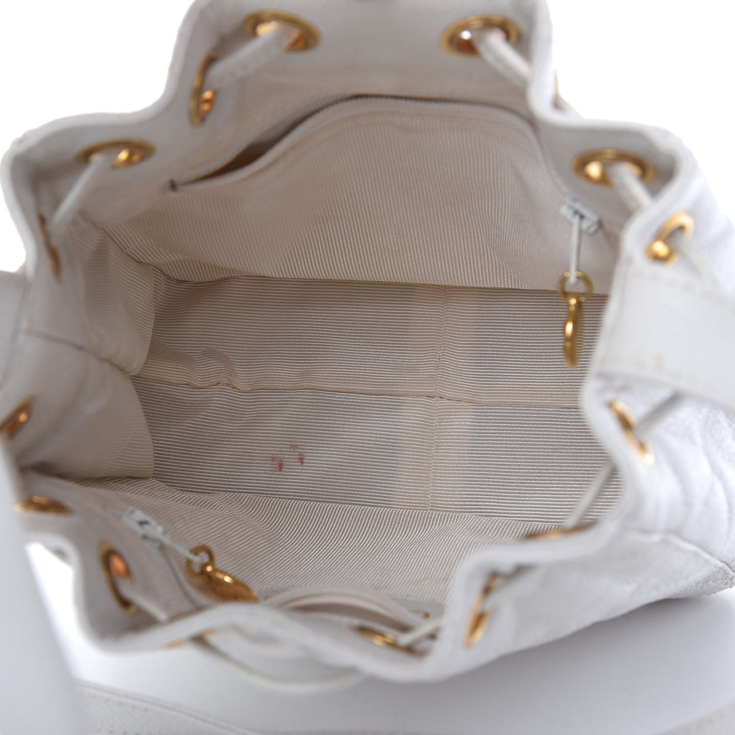 Caviar Quilted Drawstring Shoulder Bag White