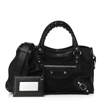 Balenciaga Pony Hair Silver Classic Hardware Mini City Black 1 of 15