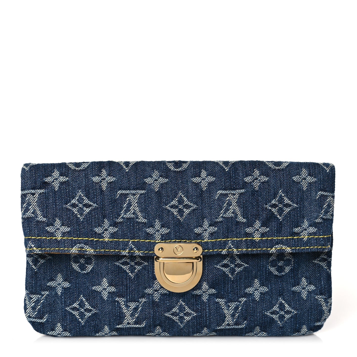 Monogram Denim Pochette Plat Clutch Blue