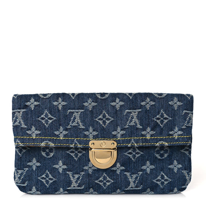 Louis Vuitton Monogram Denim Pochette Plat Clutch Blue 1 of 6
