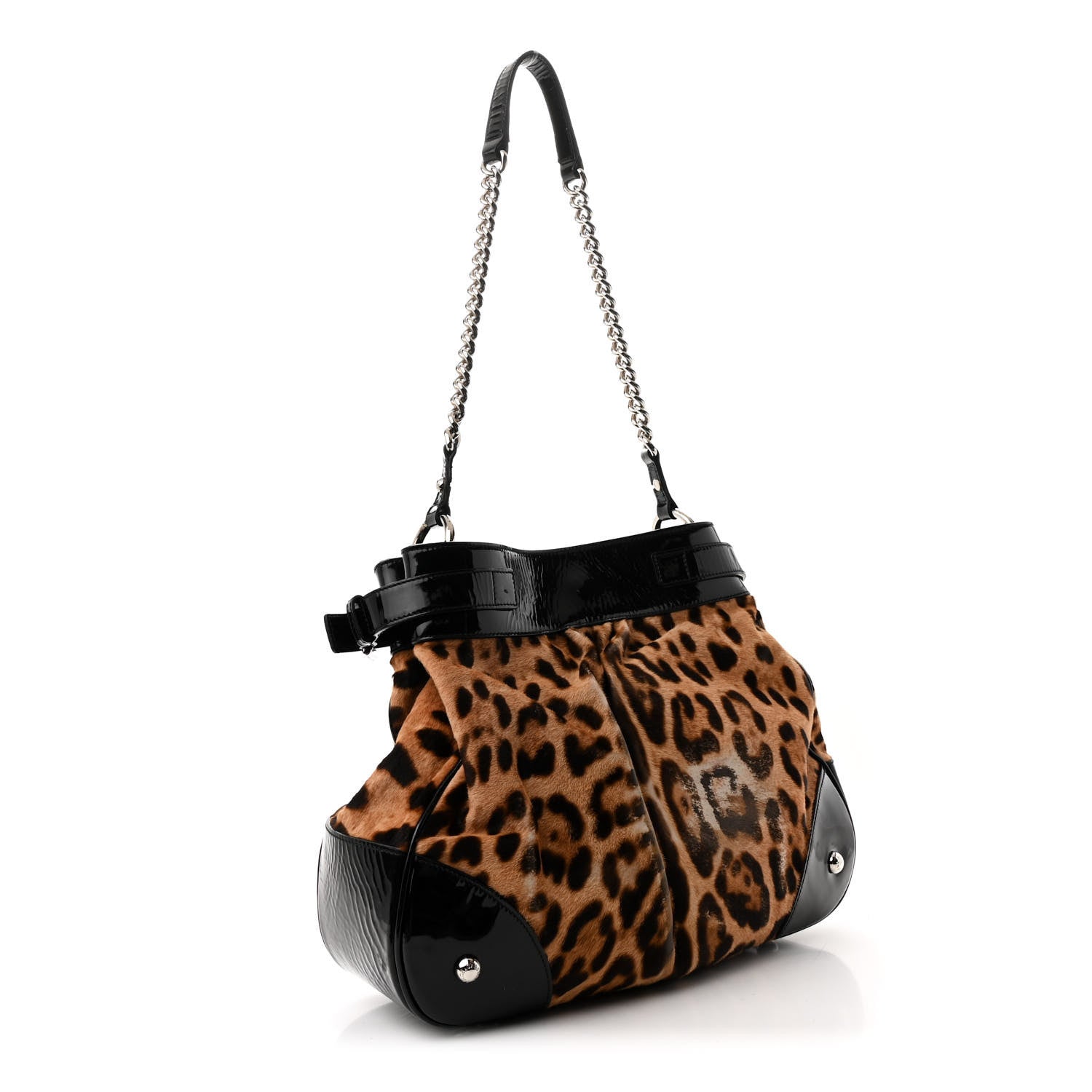 Dolce & Gabbana Calf Hair Leopard Print Patent Miss Silky Satchel Naturale 3 of 11