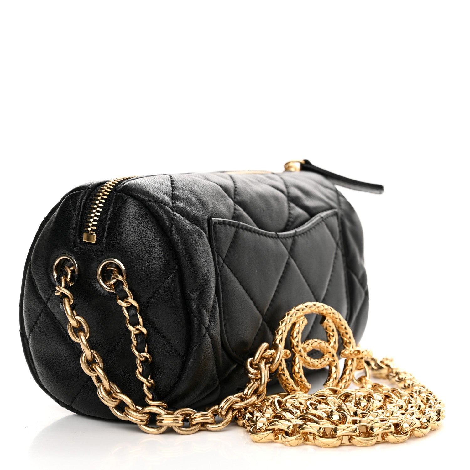Chanel Lambskin Pearl Quilted CC Mini Bowling Bag Black 3 of 11
