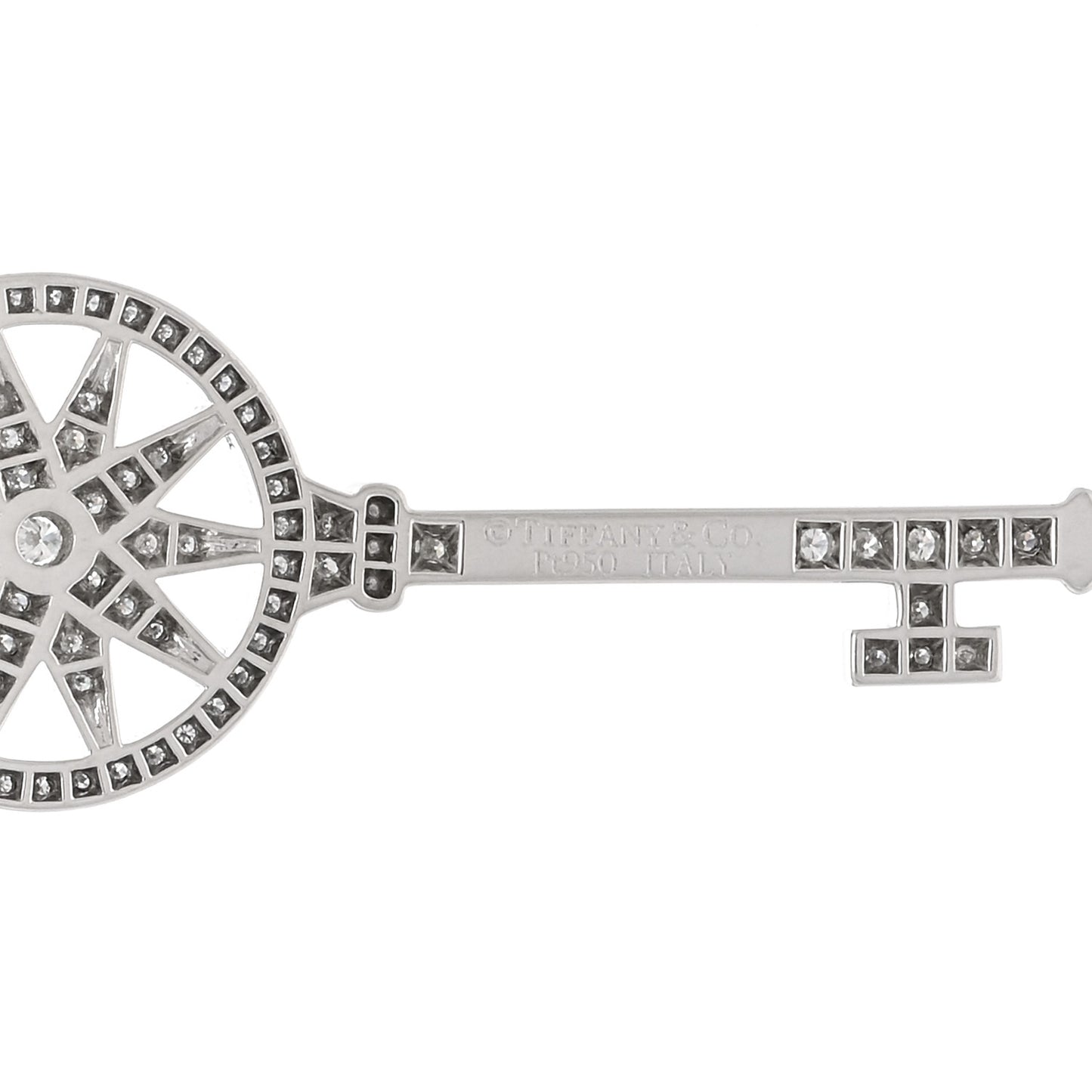 Platinum Diamond Star Key Pendant Necklace