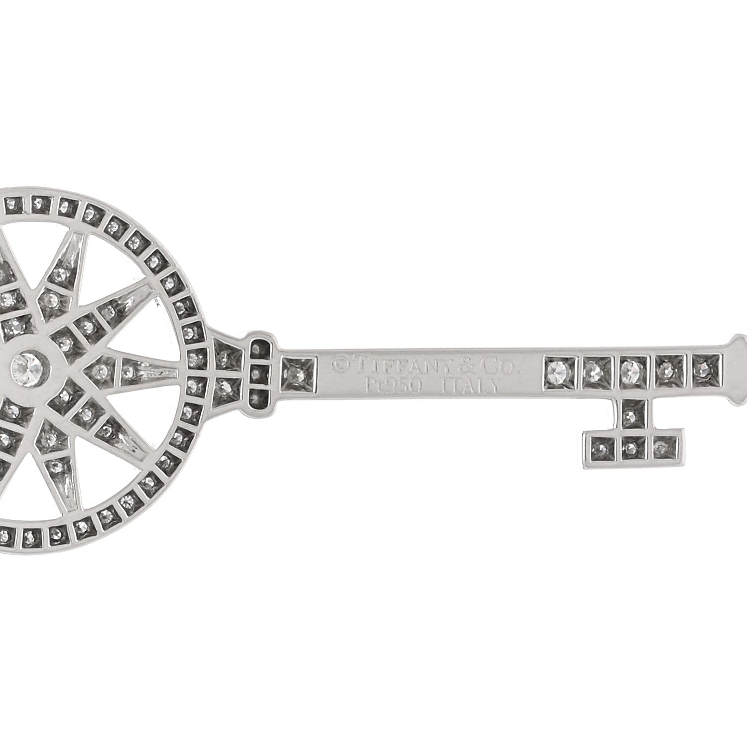 Tiffany Platinum Diamond Star Key Pendant Necklace 4 of 5