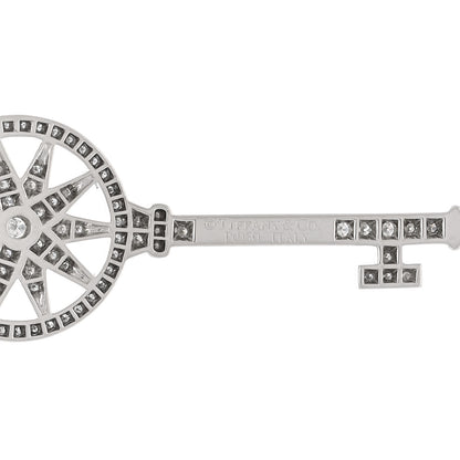 Tiffany Platinum Diamond Star Key Pendant Necklace 4 of 5