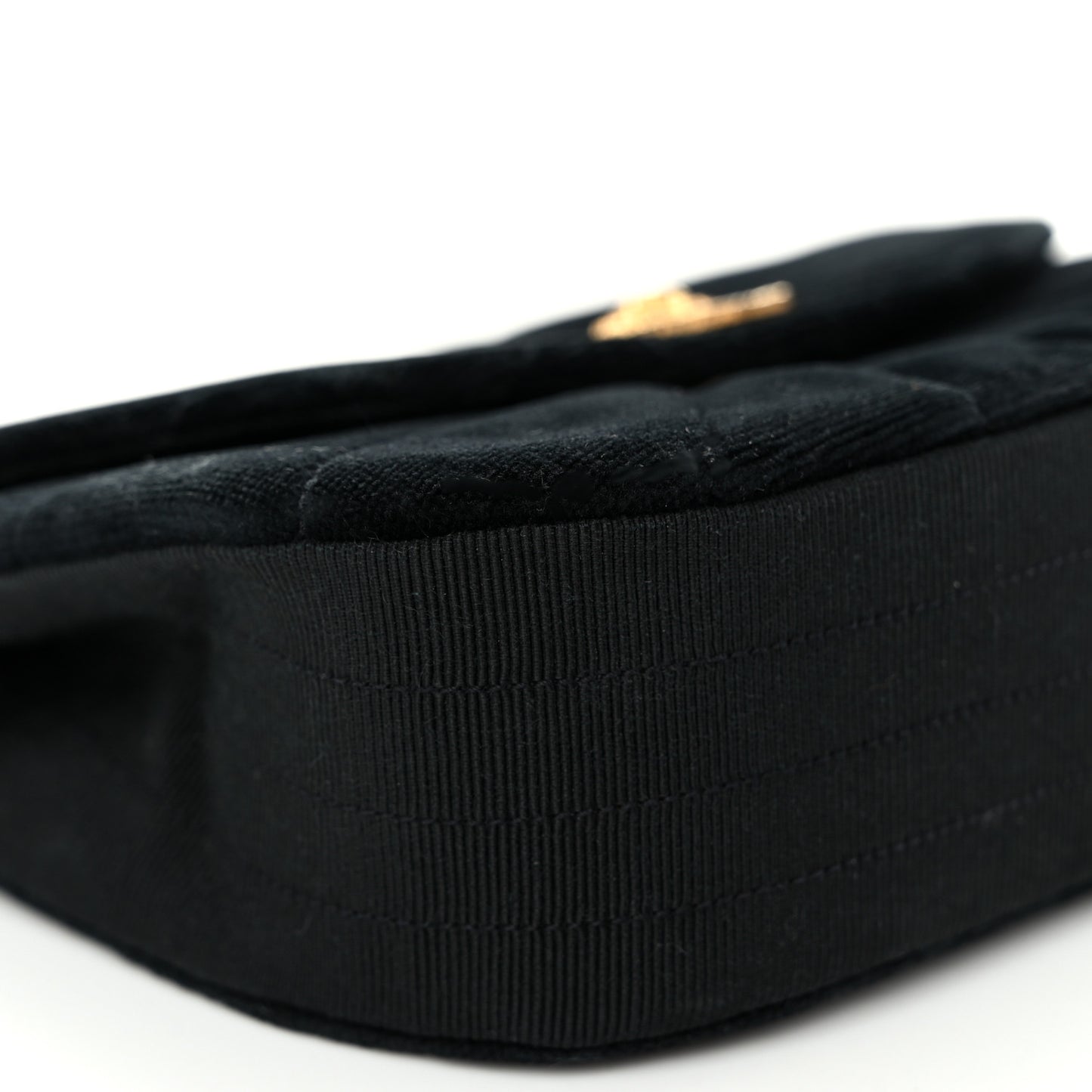 Velvet Quilted Lion Shoulder Bag Black