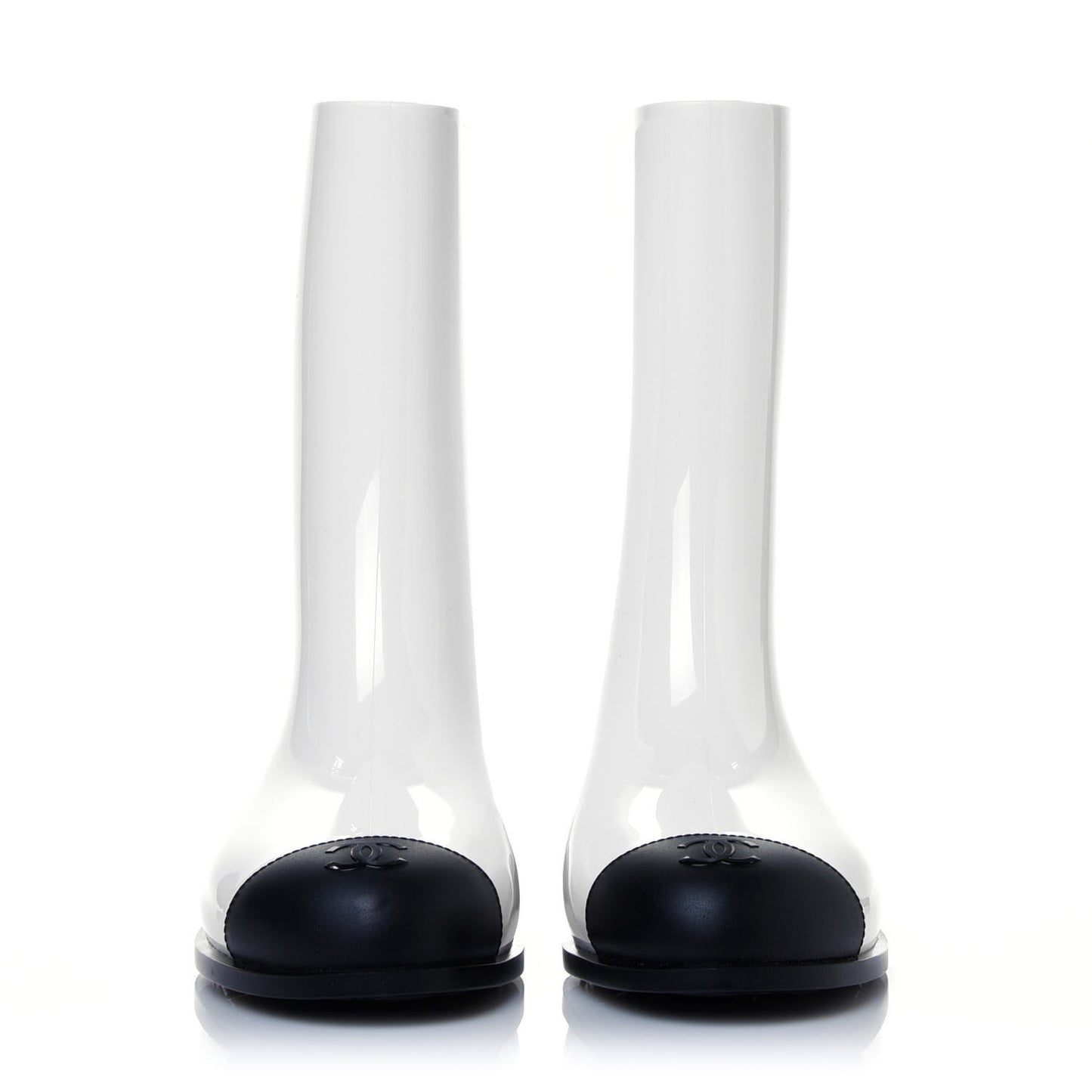 Rubber Rain Boots 37 Ivory Black