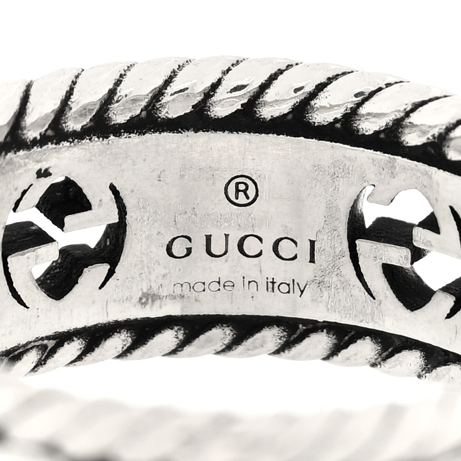 Gucci Sterling Silver Interlocking G Flower Ring 54 7 1883672