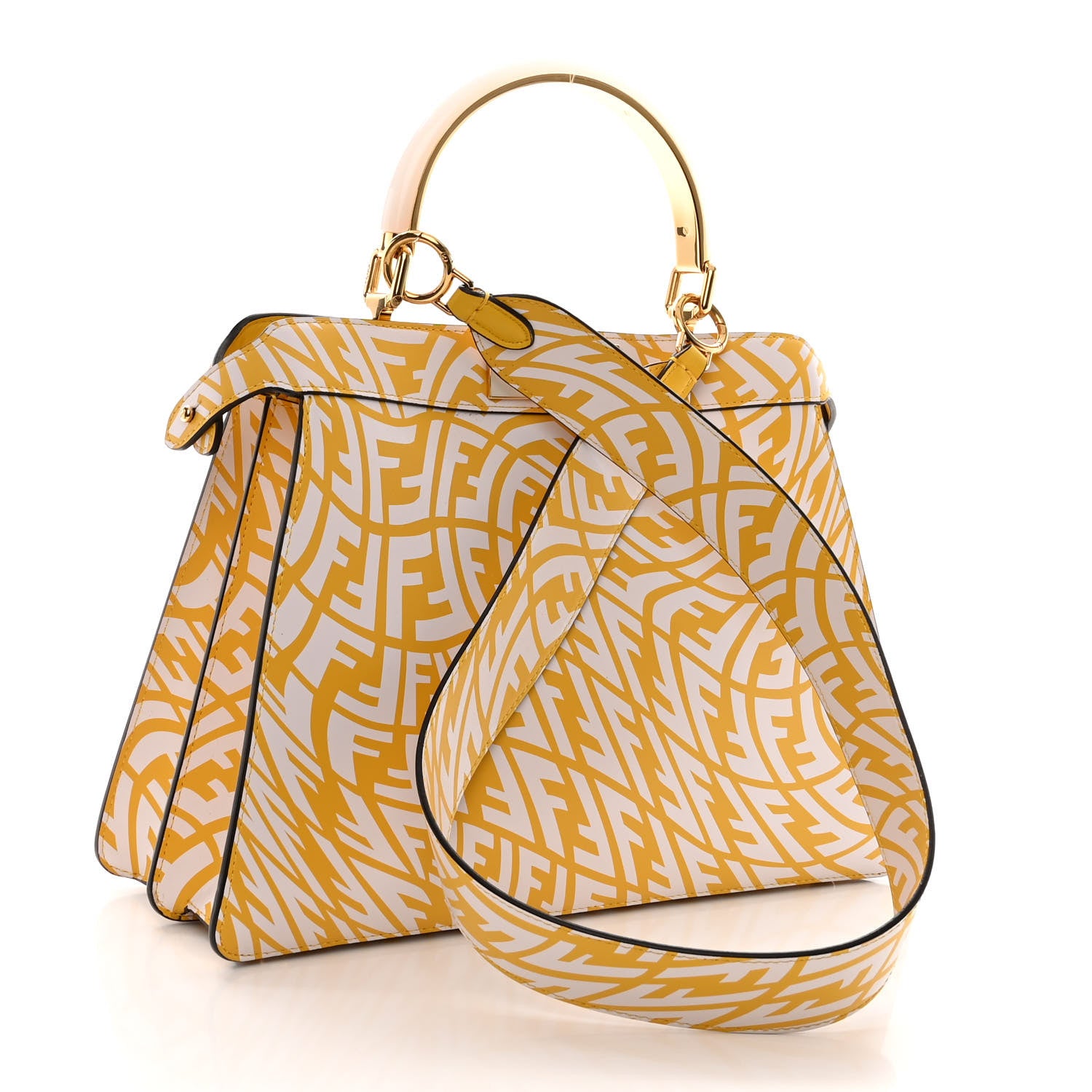 Fendi X SARAH COLEMAN Vitello Liberty Shiny Nappa Plexiglass FF Vertigo Medium Peekaboo I SEE U Satchel Mimosa White 3 of 9