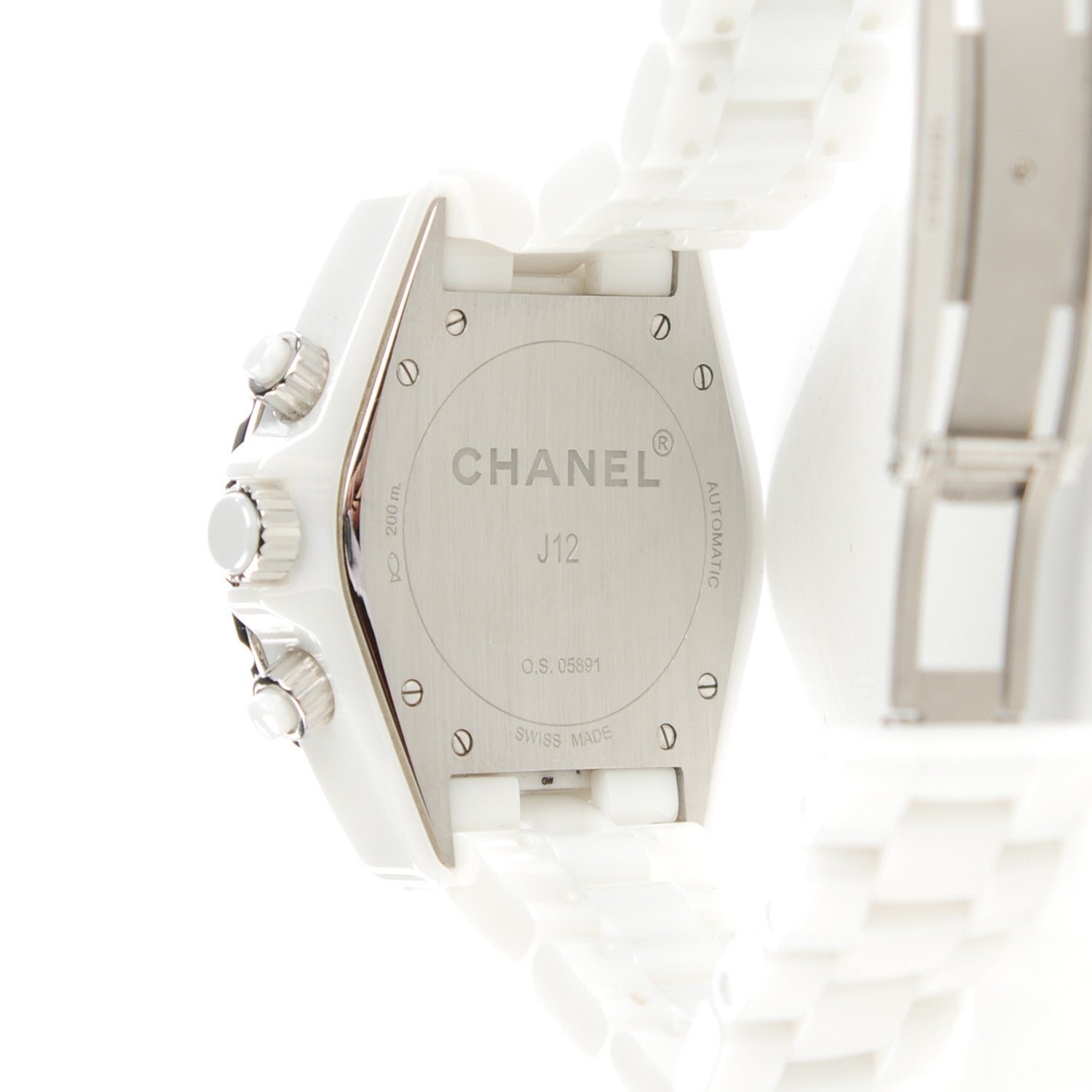 Chanel Stainless Steel Ceramic Diamond Bezel 41mm J12 Chronograph Automatic Watch White 5 of 8