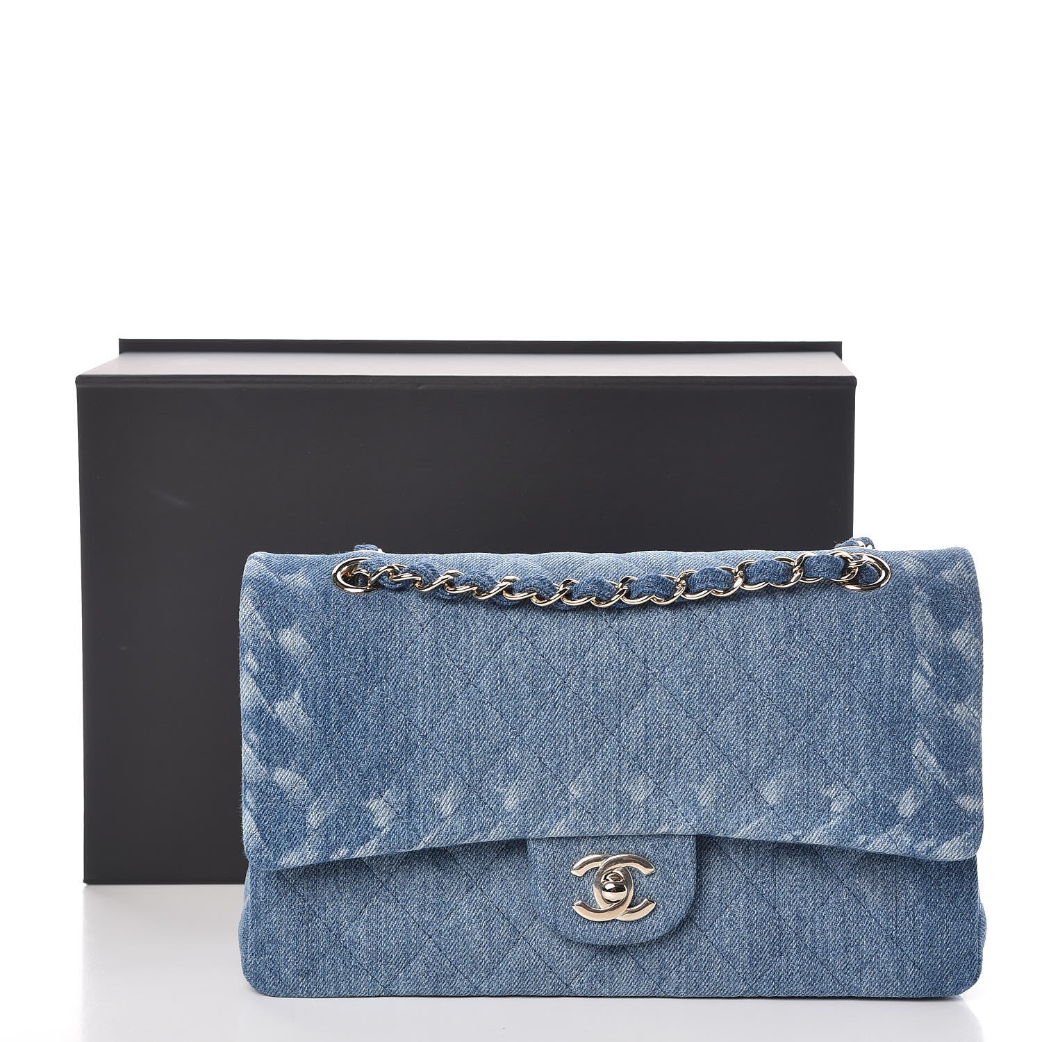 Chanel Denim Quilted Medium Double Flap Blue 9 of 9