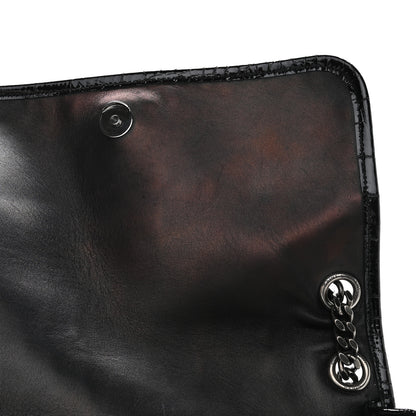 Saint Laurent Patent Crocodile Embossed Lambskin Monogram Medium Niki Chain Satchel Black 10 of 11