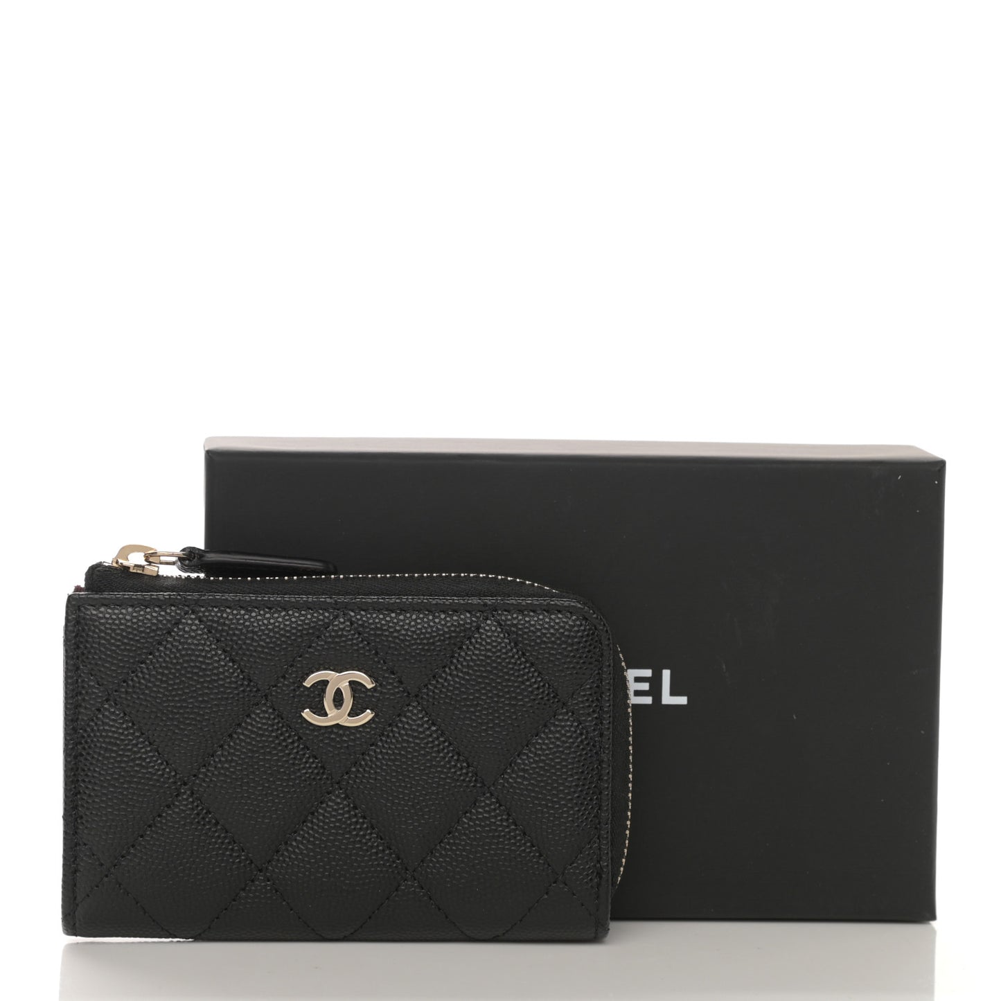 Caviar Quilted Zipped Key Holder Case Black