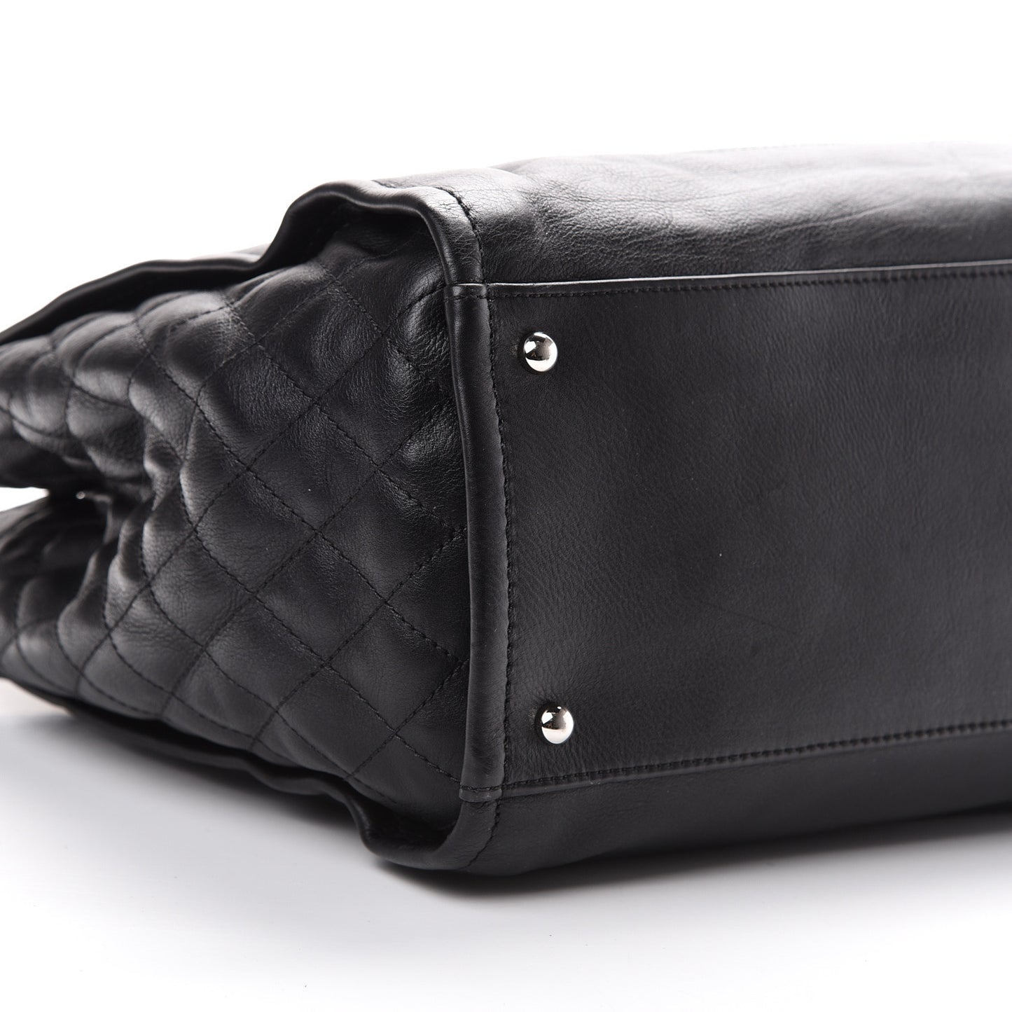 Grained Calfskin Quilted Timeless CC Soft Tote Black
