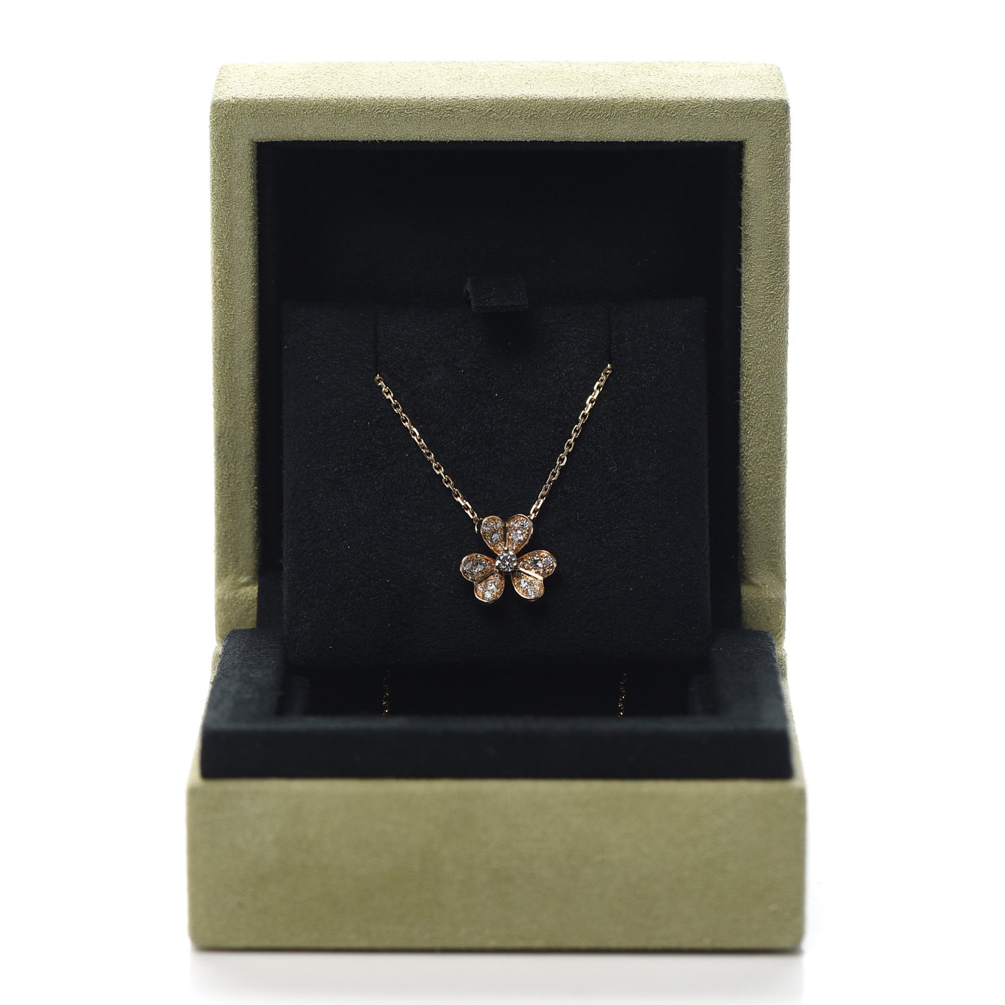 18K Yellow Gold Diamond Mini Frivole Pendant Pave Necklace