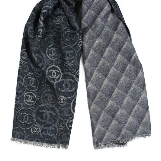 Cashmere Quilted Print CC Scarf Grey Multicolor