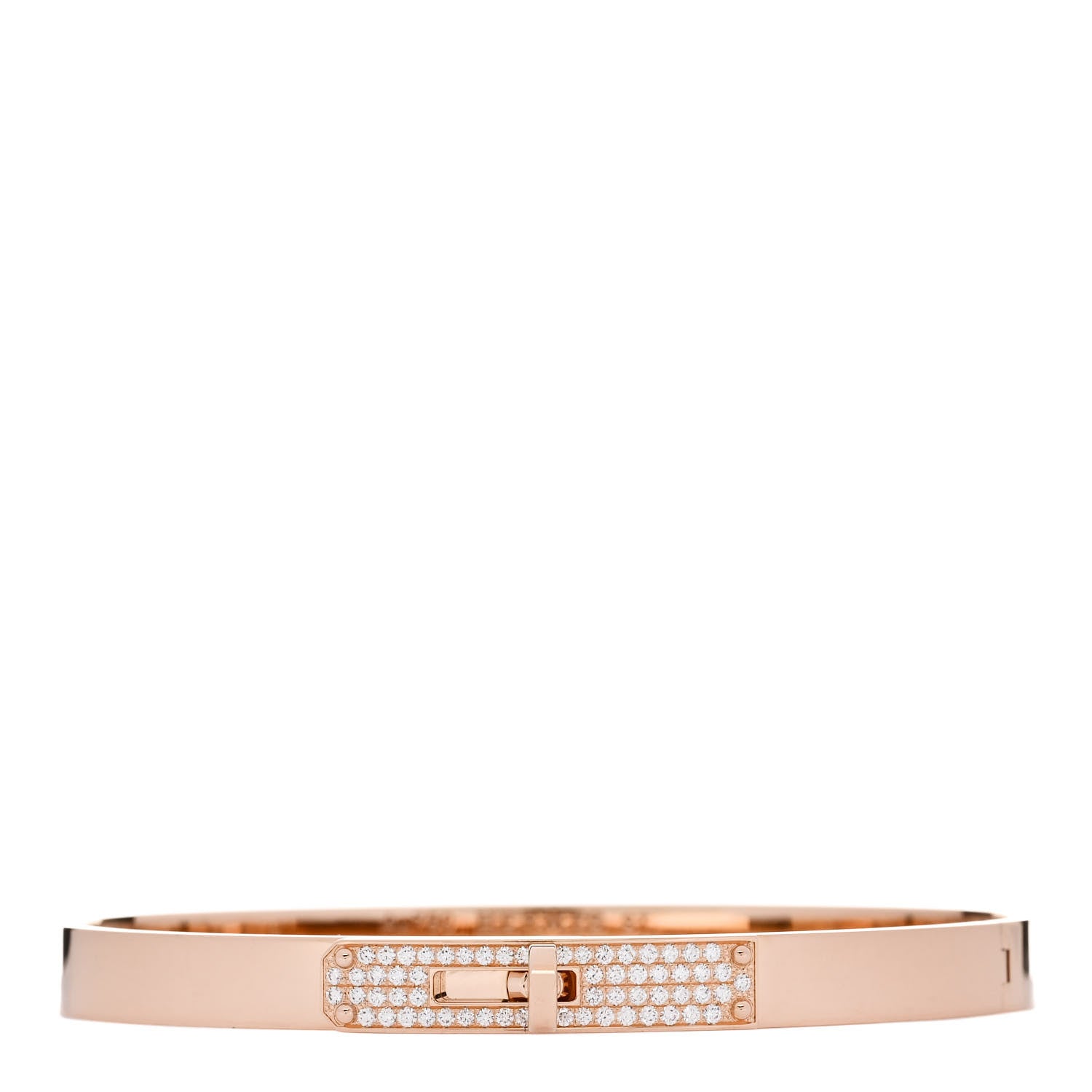 Hermes 18K Rose Gold Diamond PM Kelly Pave Bracelet ST 1 of 4
