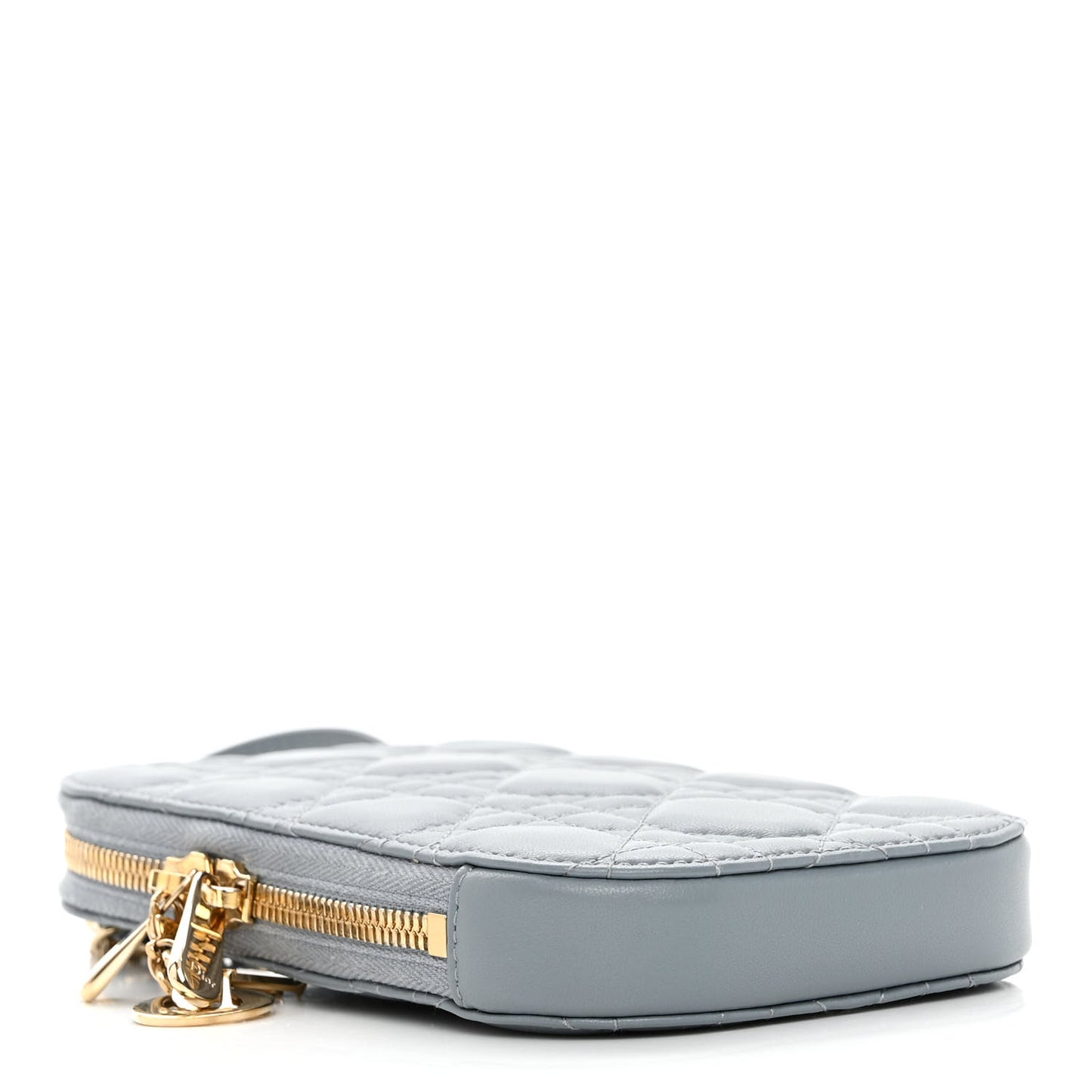 Lambskin Cannage Lady Dior Phone Holder Cloud Blue
