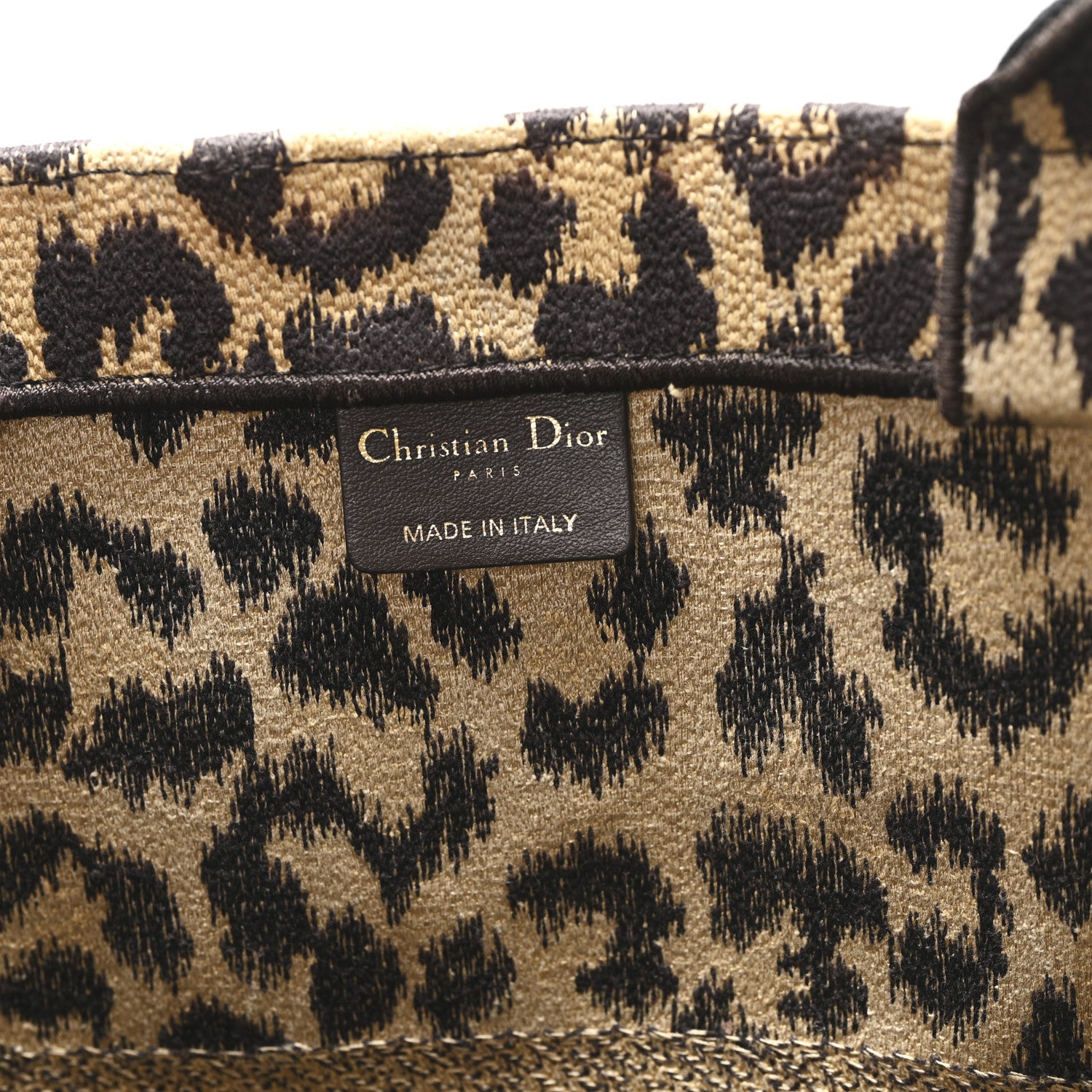 Christian Dior Canvas Mizza Embroidered Large Leopard Book Tote Beige 6 of 13