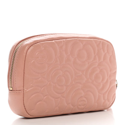 Chanel Caviar Camellia Embossed Small Cosmetic Case Nude 3 of 10