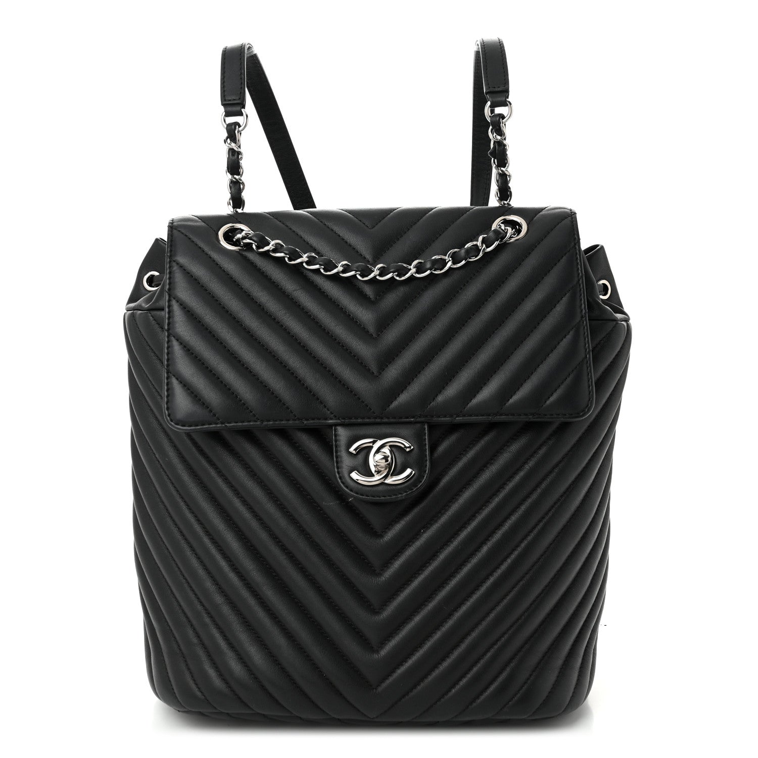 Chanel Calfskin Chevron Quilted Large Urban Spirit Backpack Black 1 of 10