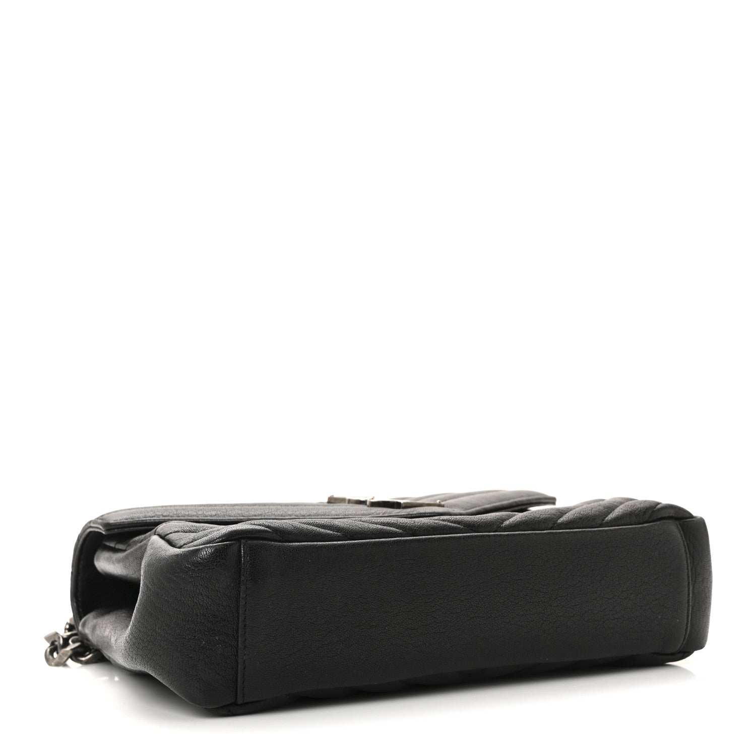 Saint Laurent Sheepskin Matelasse Chevron Monogram Medium College Bag Black 4 of 9