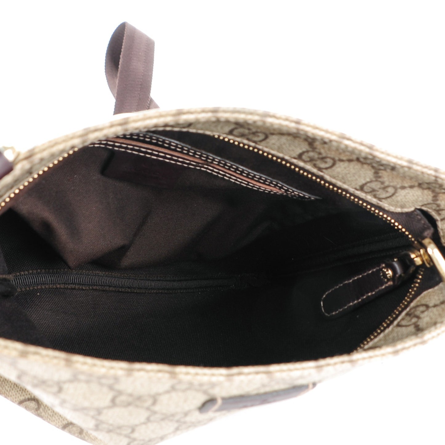 GG Supreme Monogram Small Flat Messenger Bag Dark Brown