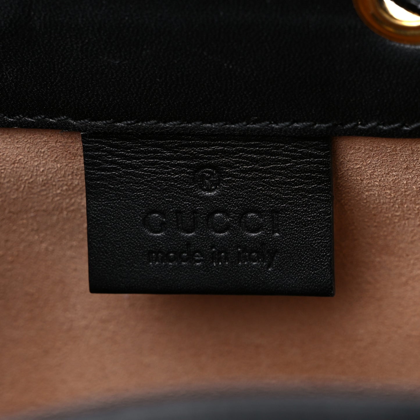 Suede Patent Web Mini Ophidia Bucket Bag Black