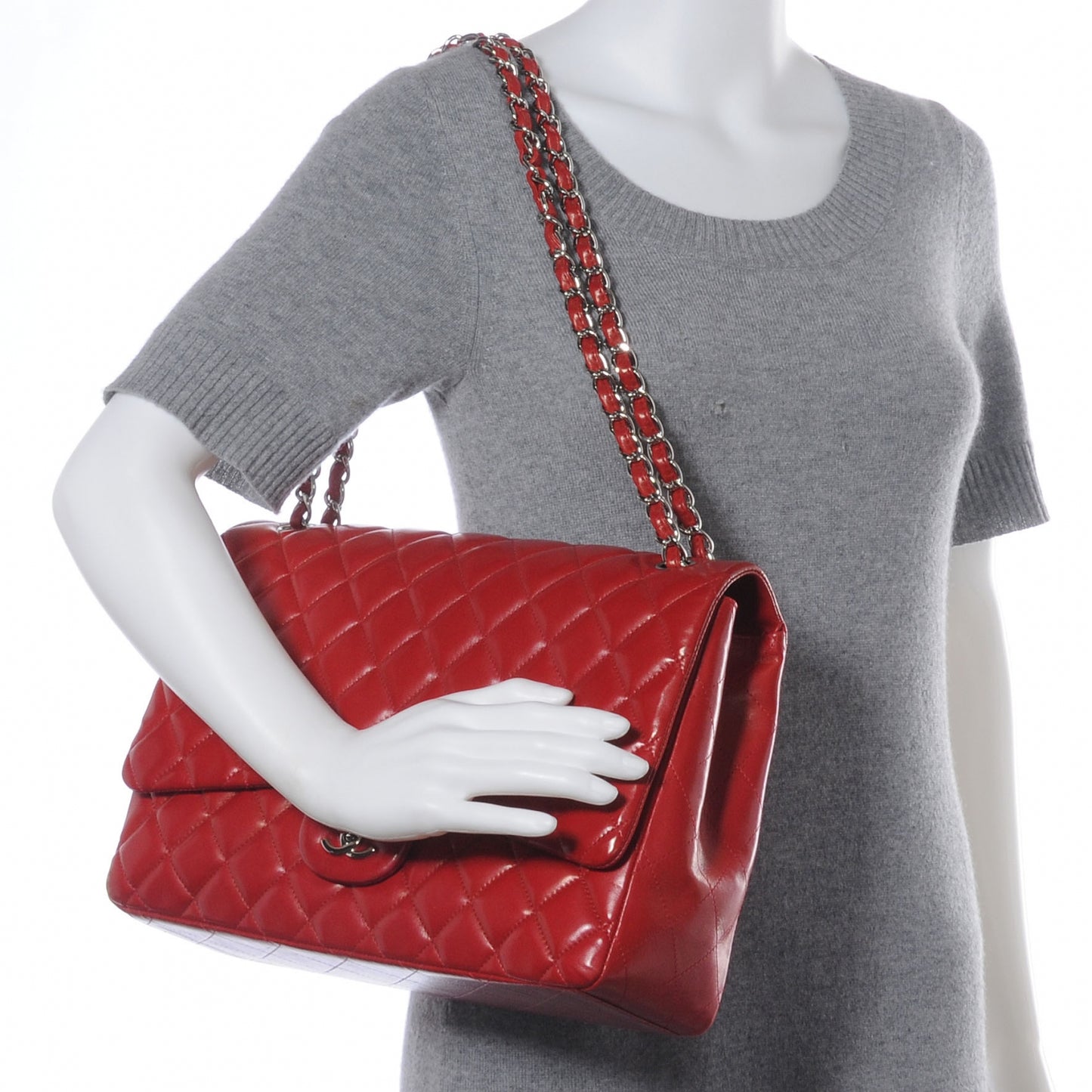 Lambskin Jumbo Single Flap Red