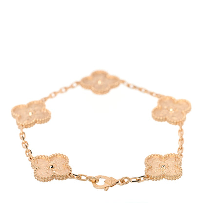 Van Cleef & Arpels 18K Yellow Gold 5 Motifs Vintage Alhambra Bracelet 2 of 4