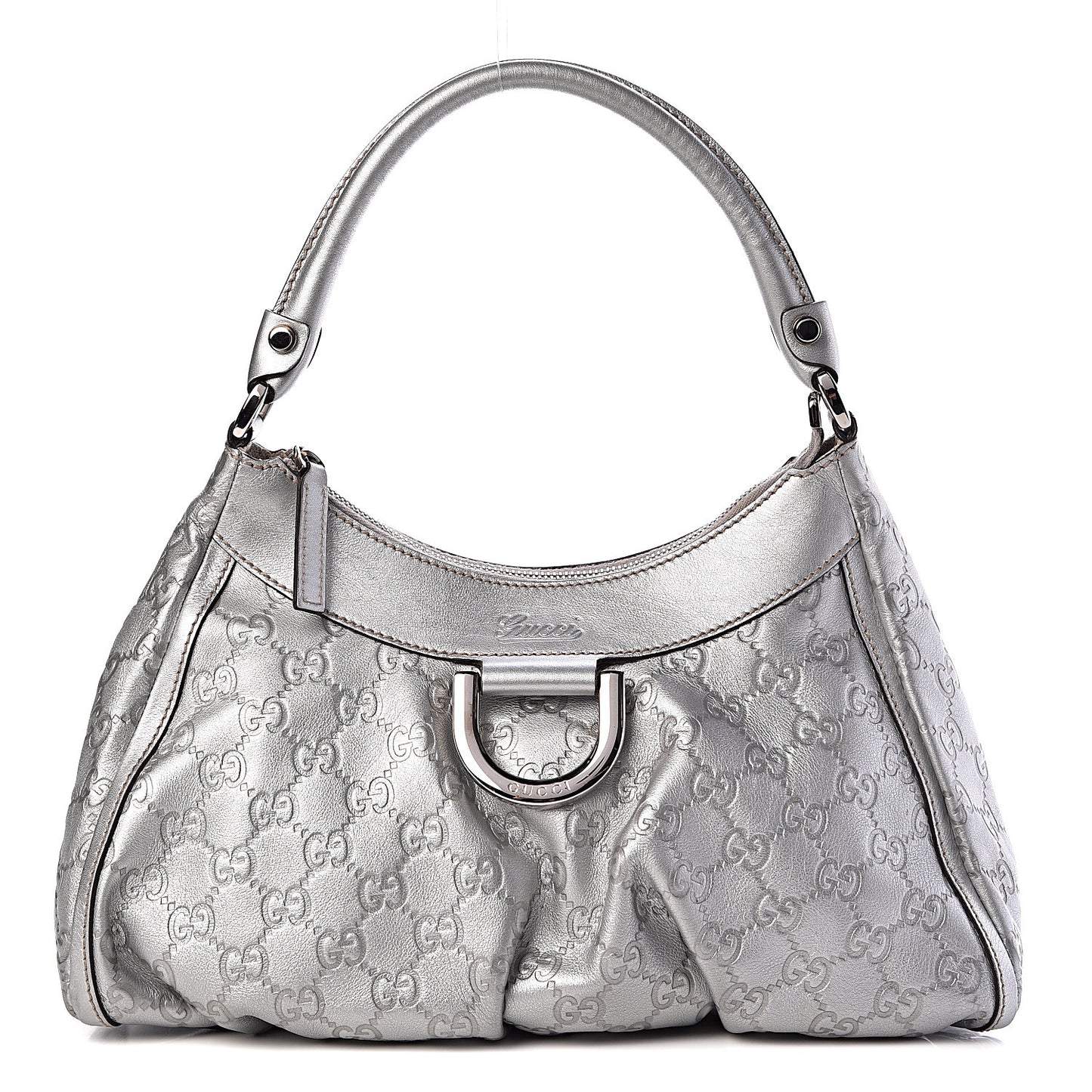 Metallic Guccissima Medium D Gold Hobo Silver