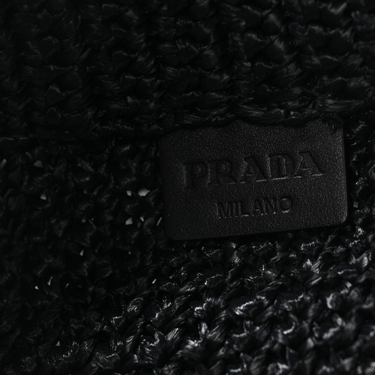 Yarn Raffia Effect Crochet Large Logo Tote Black