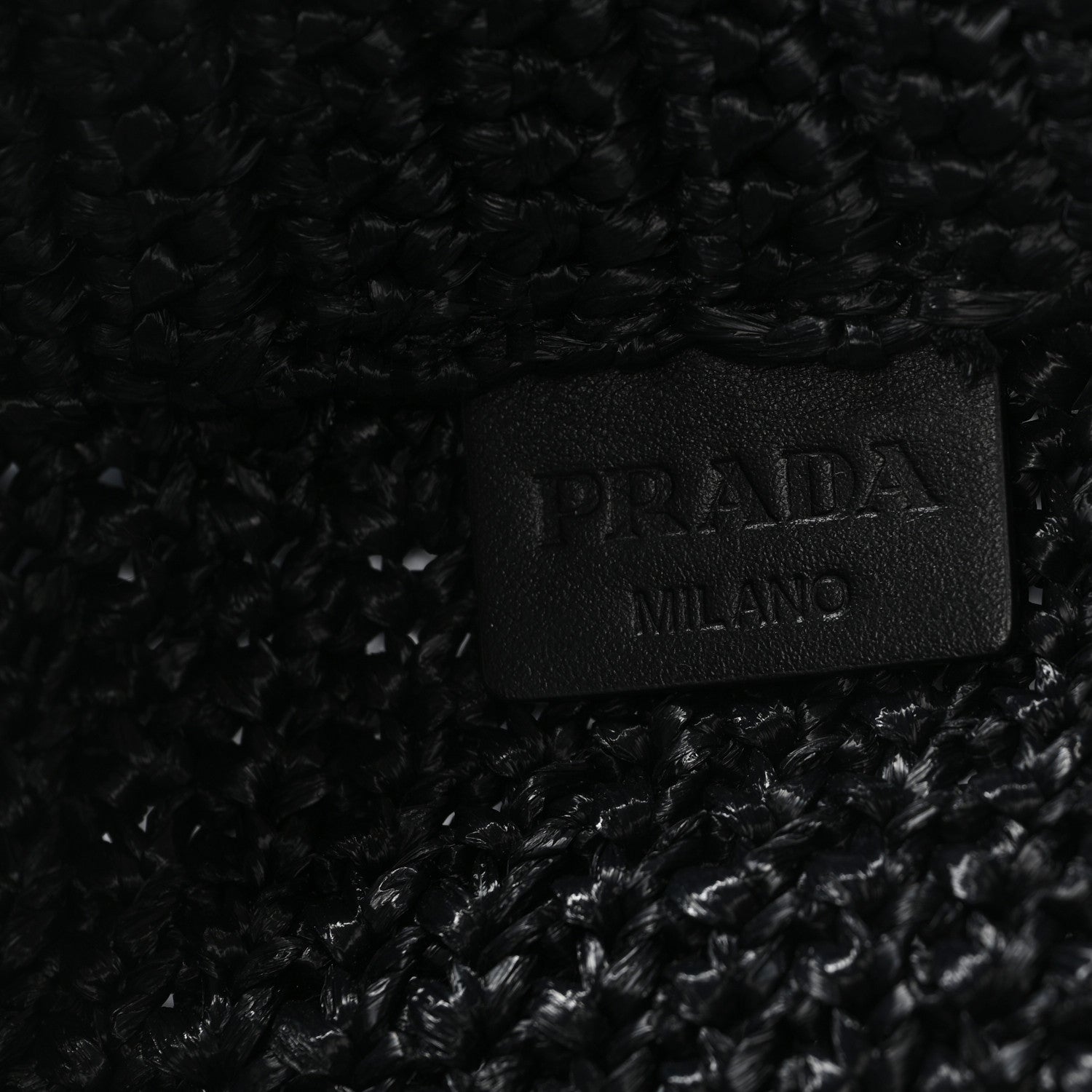 Prada Yarn Raffia Effect Crochet Large Logo Tote Black 6 of 11