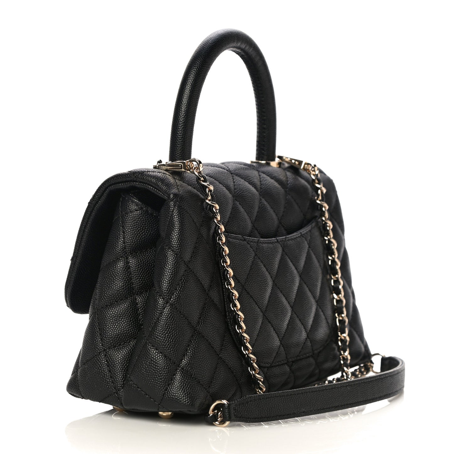 Caviar Quilted Mini Coco Handle Flap Black