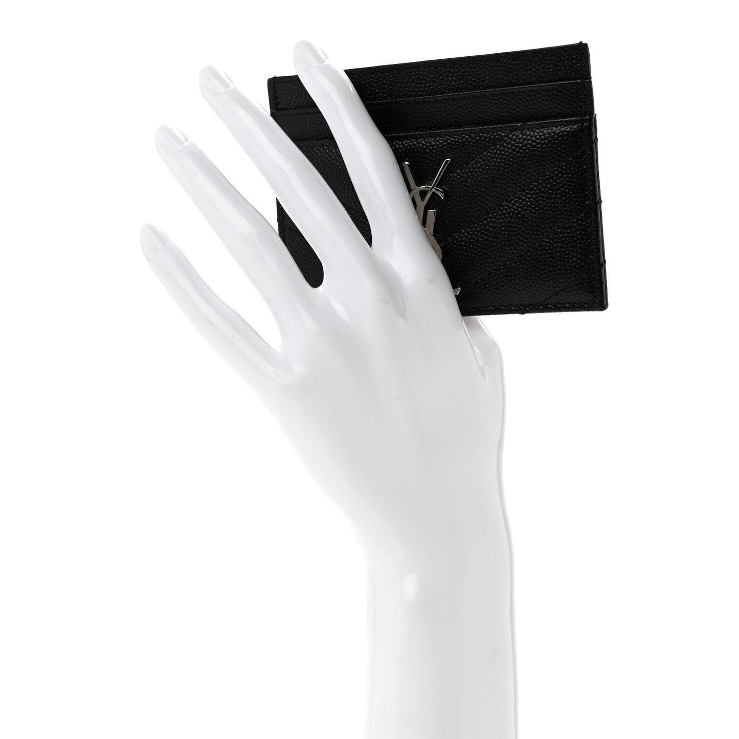 Grain De Poudre Matelasse Chevron Monogram Credit Card Case Black