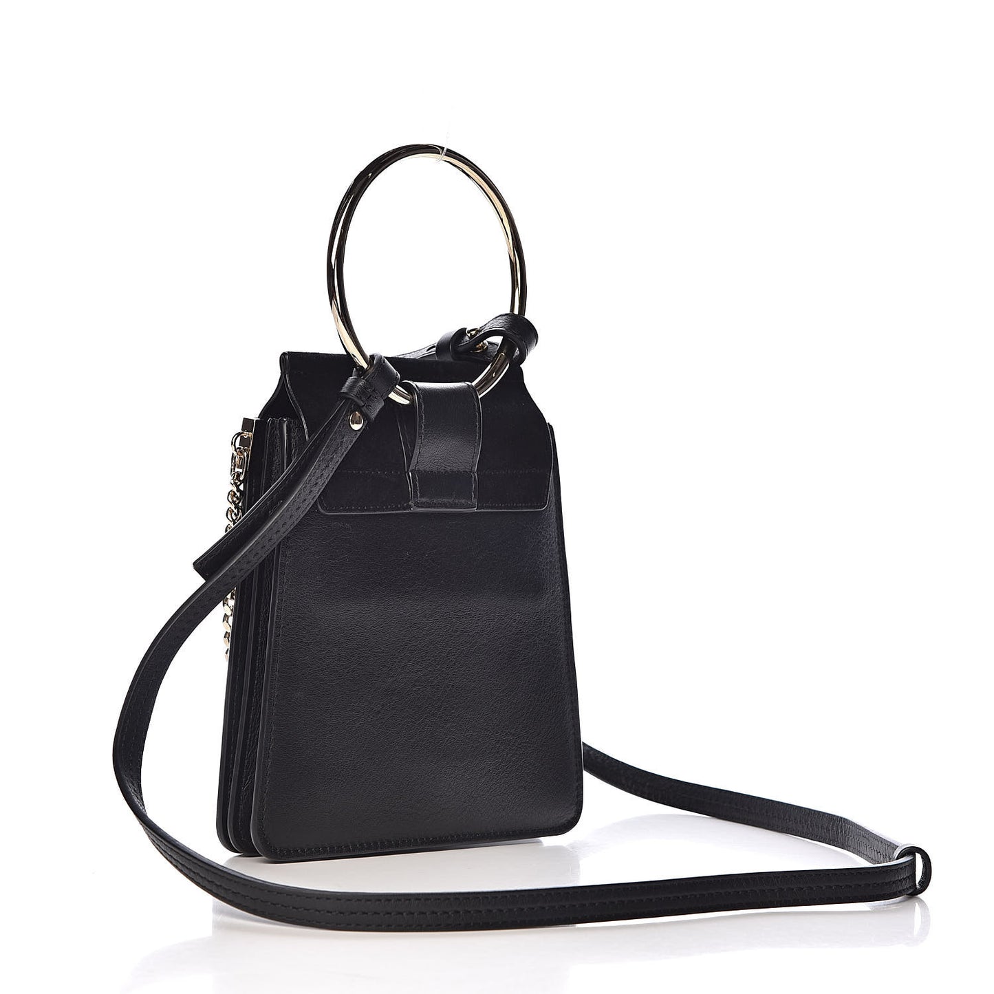 Suede Calfskin Mini Faye Bracelet Bag Black