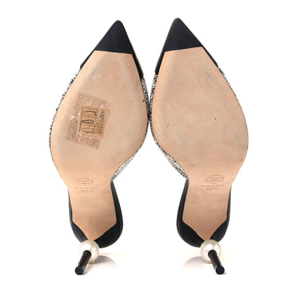 Chanel Tweed Goatskin Pearl Mules 36.5 Black White 6 of 8