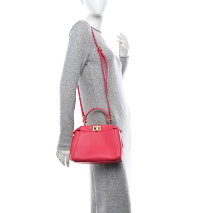 Fendi Nappa Stacked Bar Mini Peekaboo Iconic Satchel Lampone 2 of 15